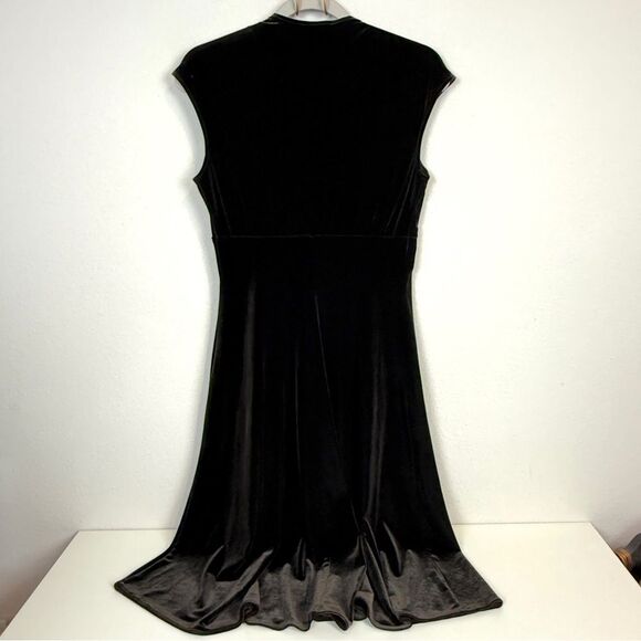 VTG Lizzatti Chocolate Brown Velvet Y2K Midi Dress 10 - Picture 4 of 7